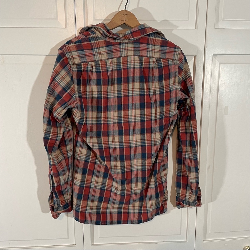 J.Crew Red Blue Plaid Flannel Quarter Button Long Sleeve Shirt Country - Picture 4 of 8